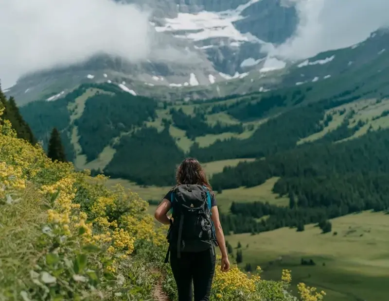 Mountain Hiking Through Wildflowers to Snow-Capped Peaks | Summer Trail Inspiration
