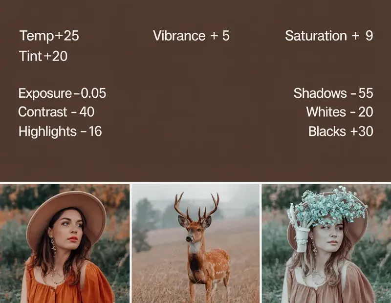 Vintage Look Lightroom Presets | Warm Film-Inspired Color Grading with TEMP+25 and TINT+20 | Retro Photo Editing