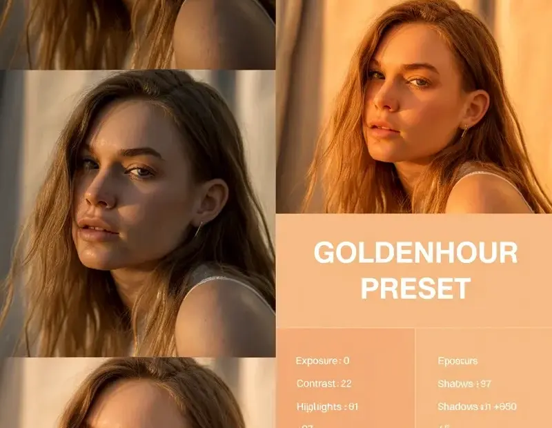 Golden Hour Preset Transformation | Lightroom Before & After for Warm Portrait Tones