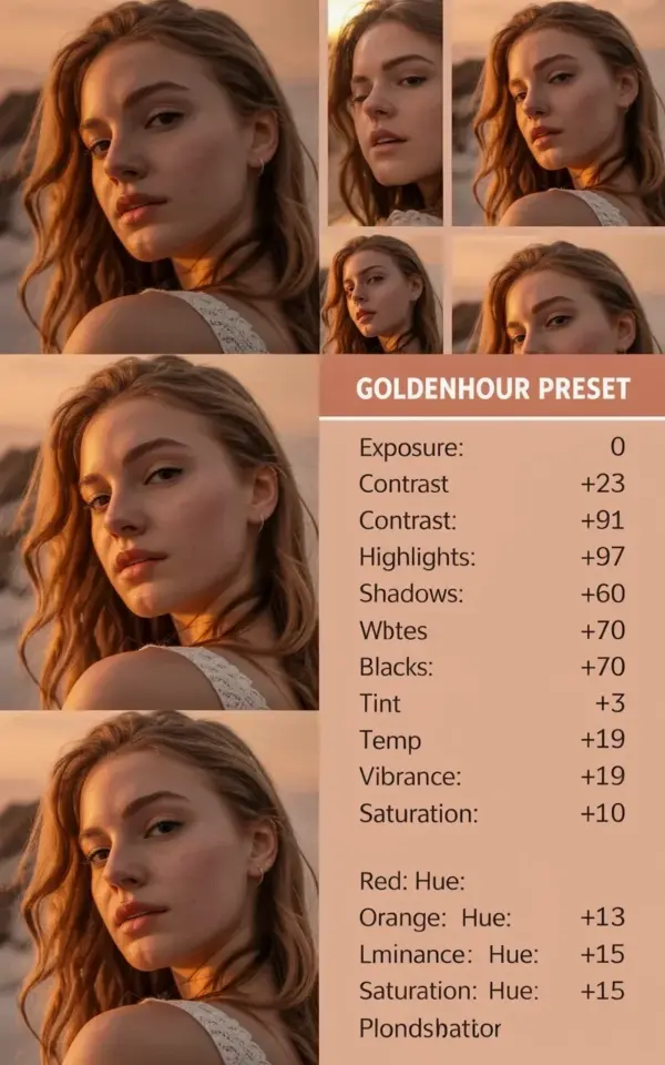 Golden Hour Preset for Portraits | Warm Glow Lighting Examples