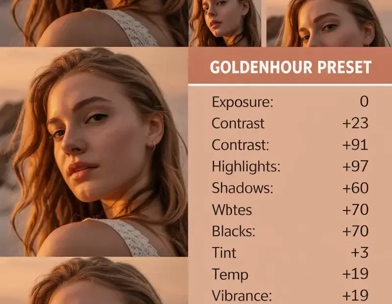 Golden Hour Preset for Portraits | Warm Glow Lighting Examples