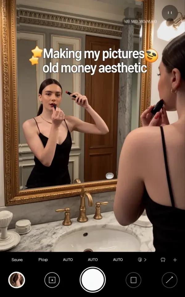 Old Money Aesthetic Lightroom Preset for Mirror Selfies | Gold Bathroom Edit